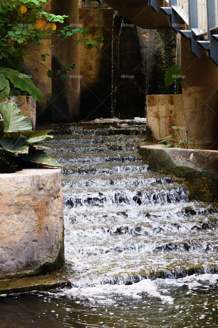 water fall at the river walk