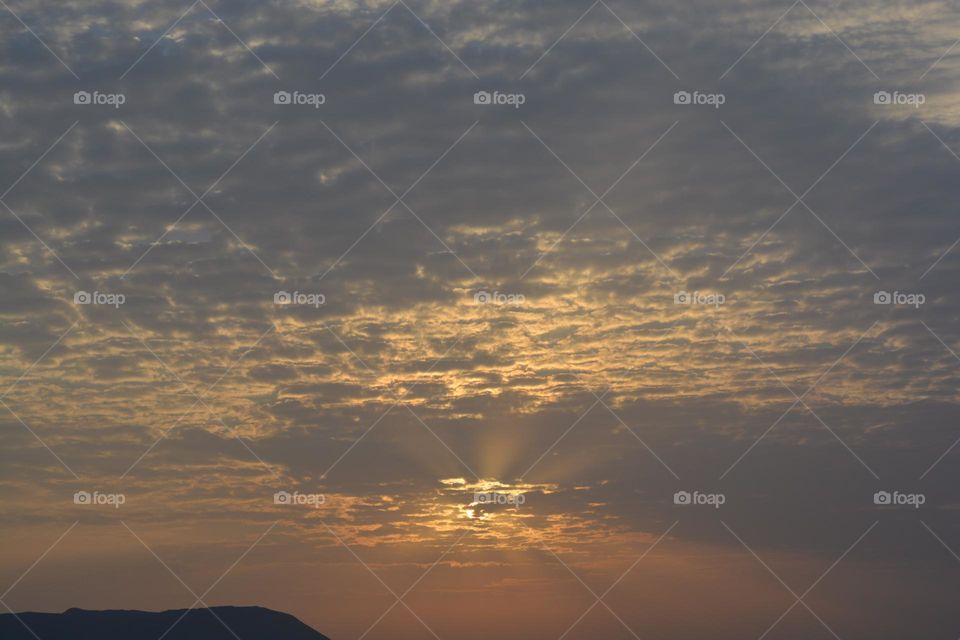 beautiful Sunset landscape with clouds