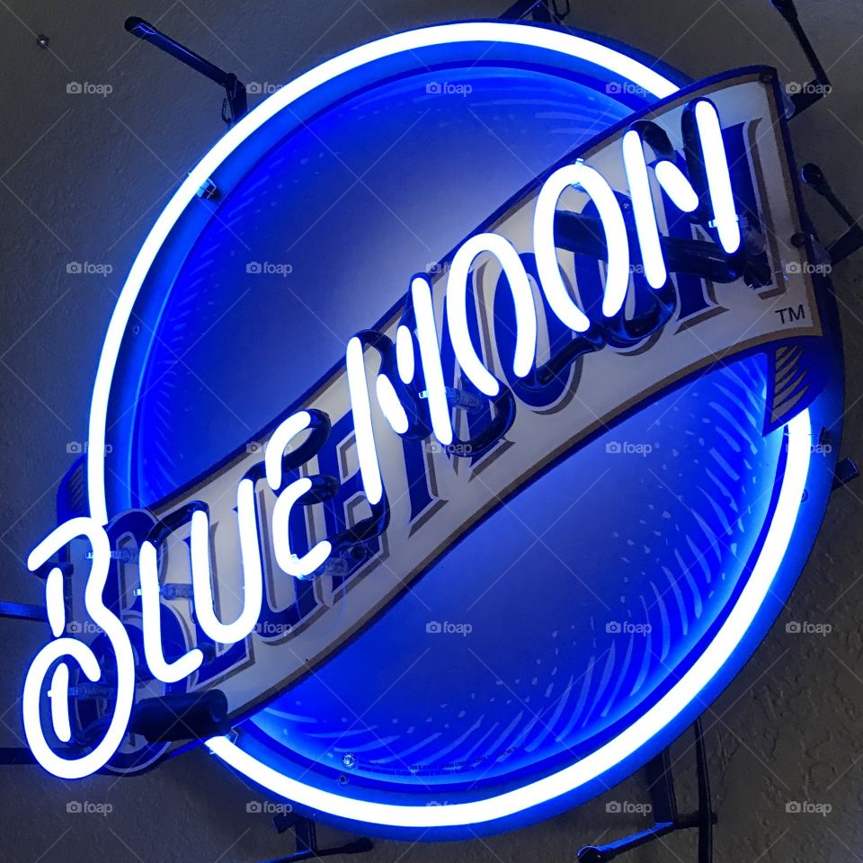 BLUE MOON brand neon lighted sign