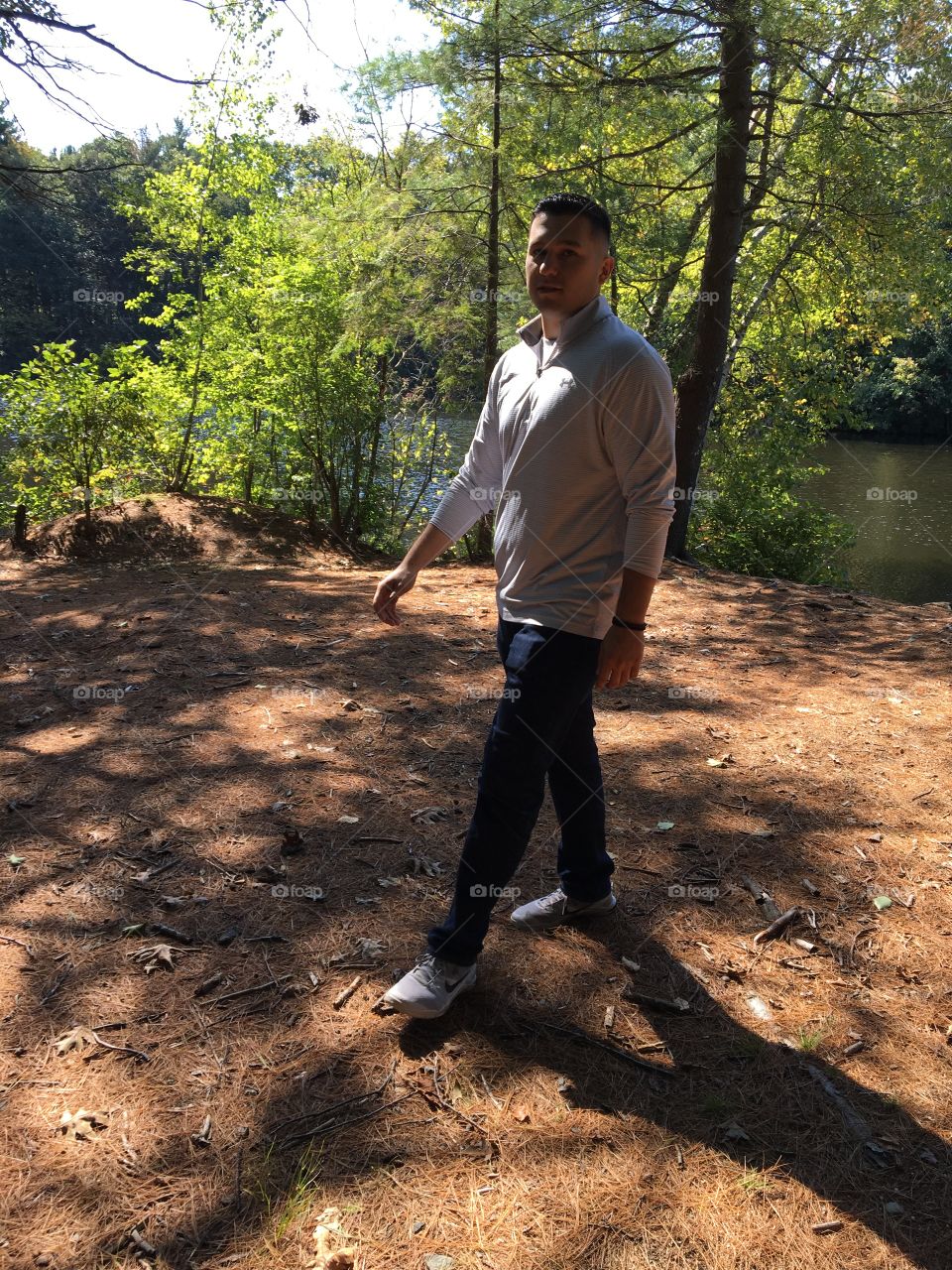 Young man walking in nature