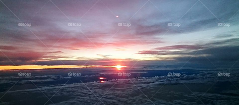 Sunset high up in the sky