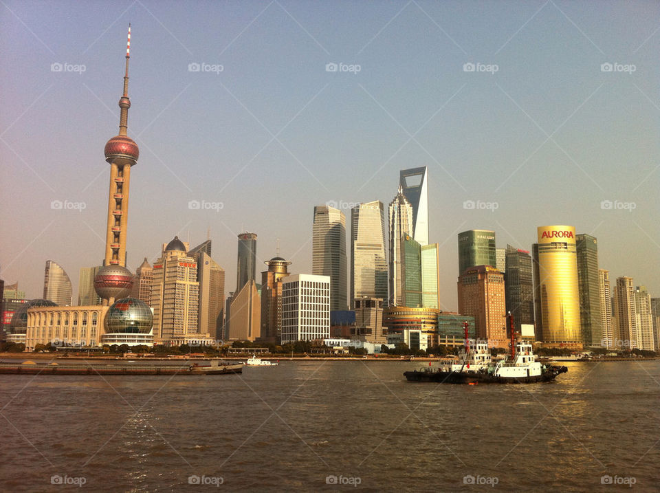 china boats river skyline by silent3