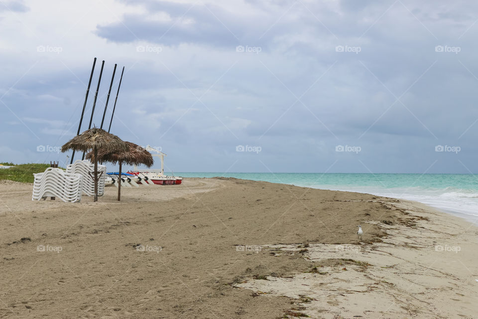 Morning empty beach, Cuba, Varadero 