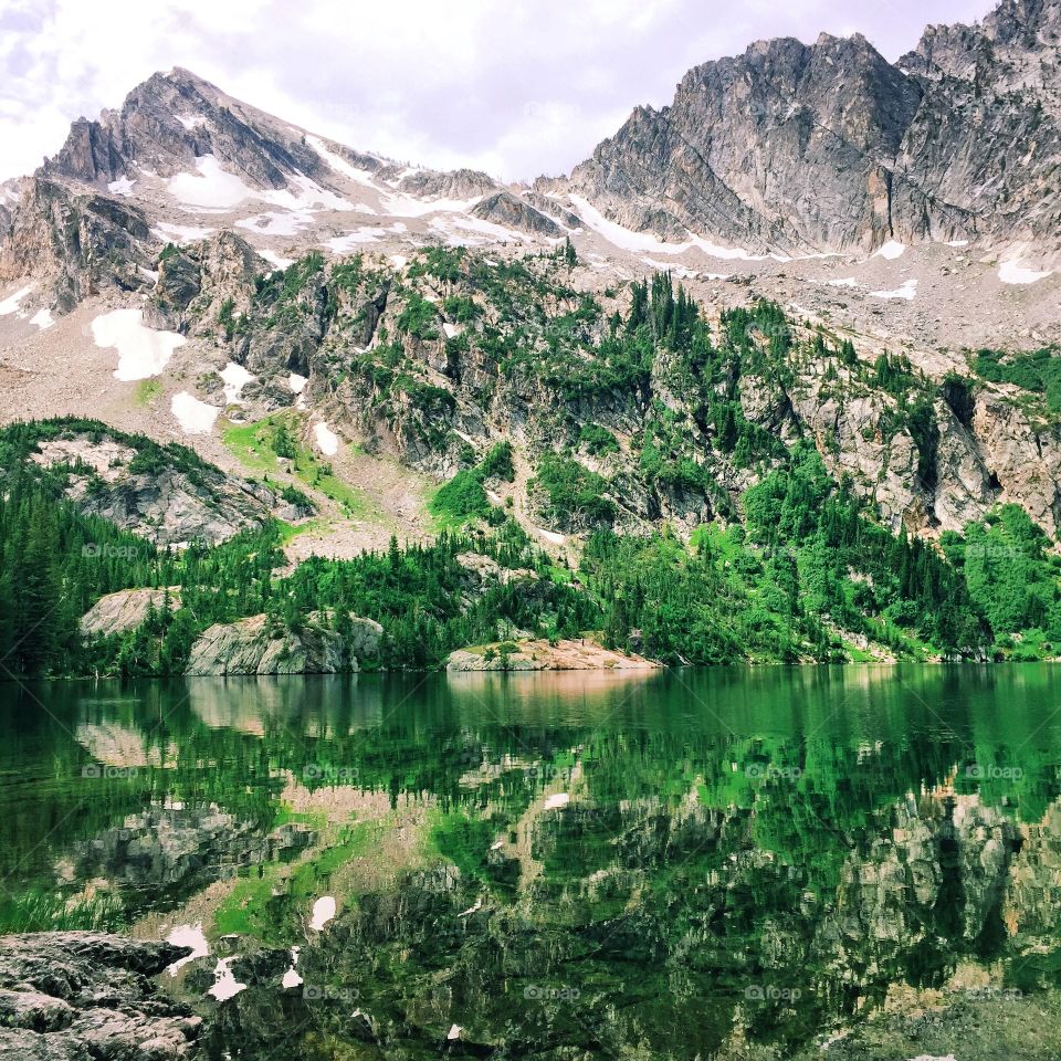Reflections . Backpacked up to Alpine Lake in the Sawtooth Mountains. 