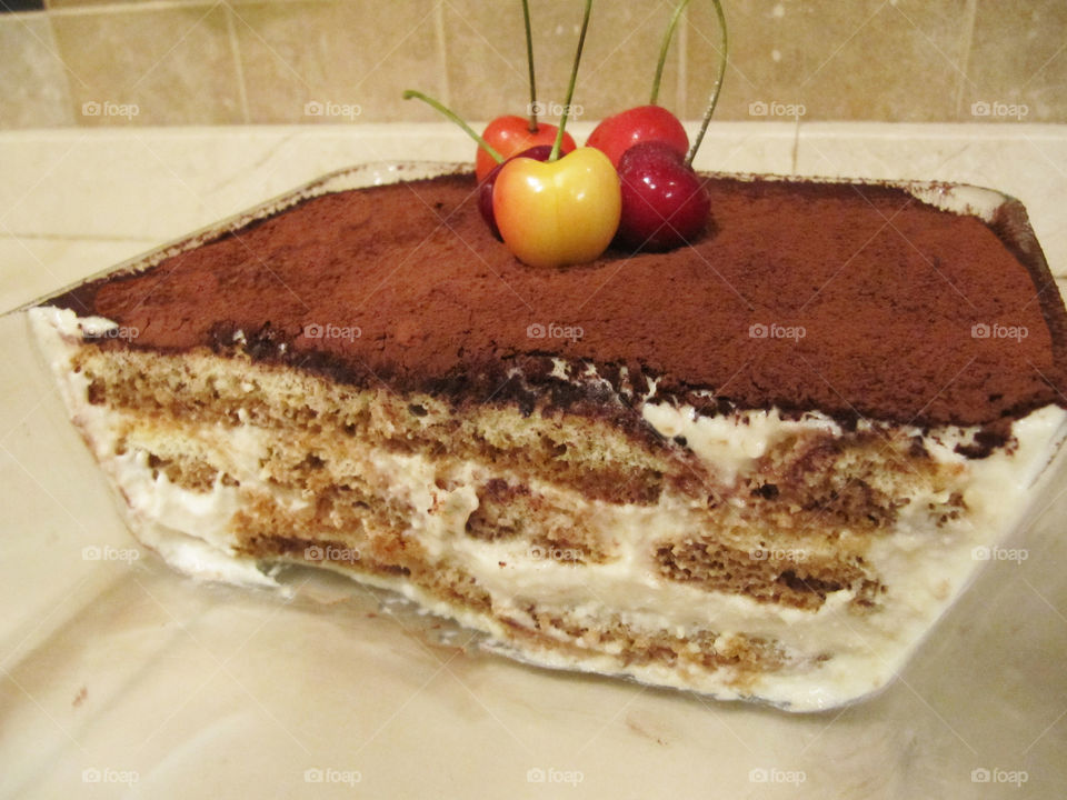Italian tiramisu cake with savoyardi
