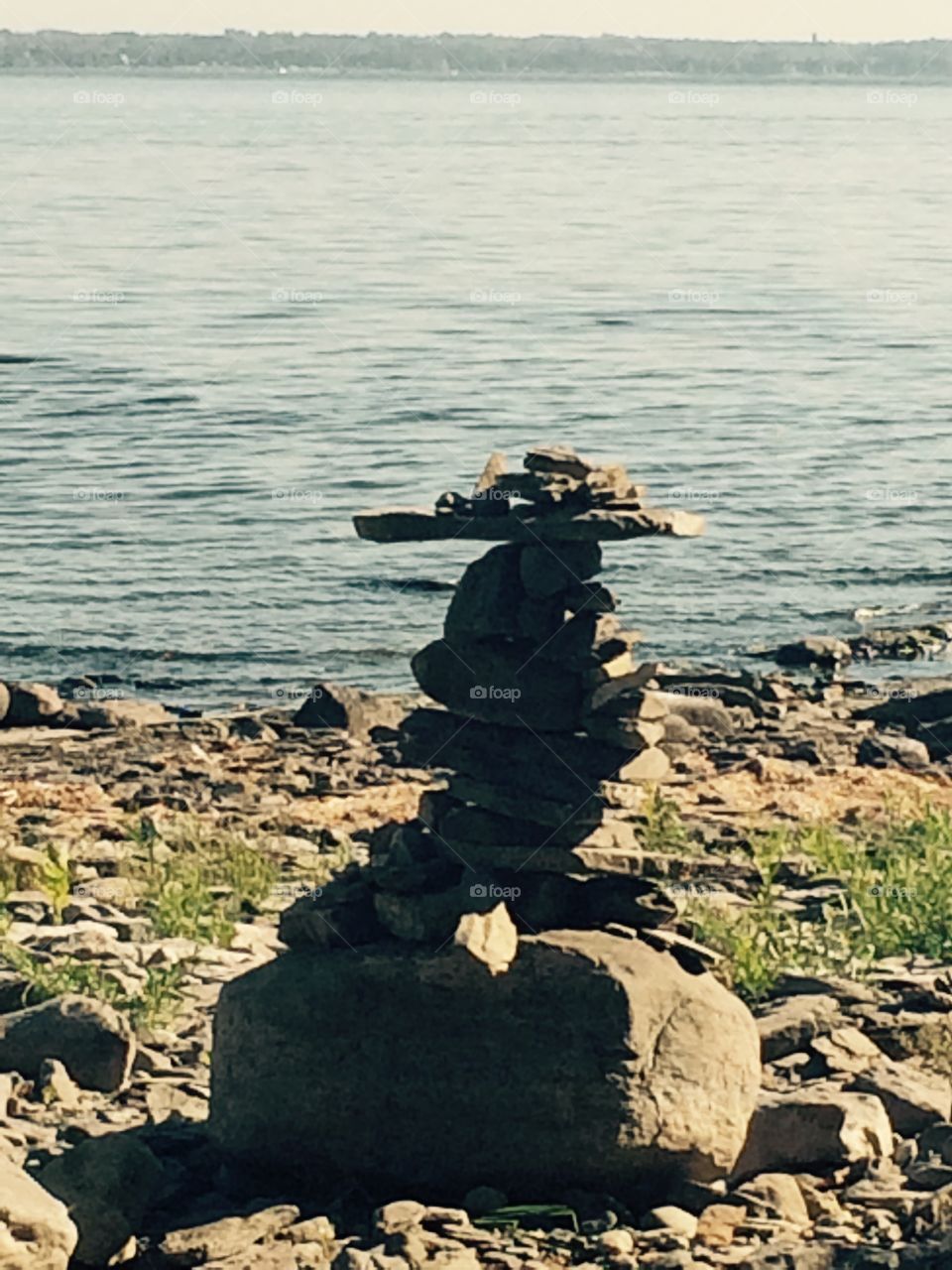 River shore stone sculpture 