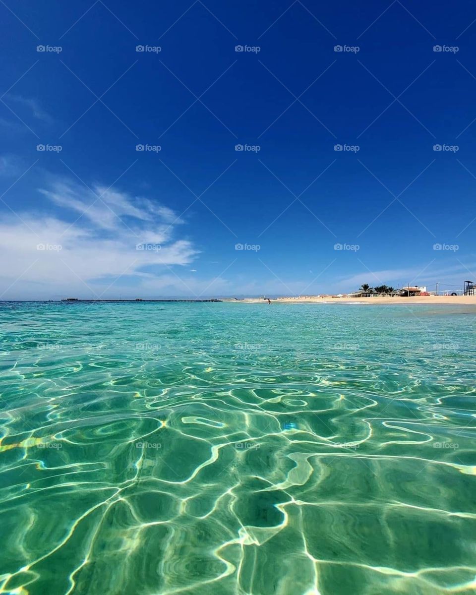 A beautiful seaside and colorful sky