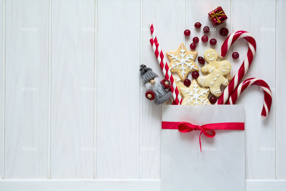 Christmas gingerbread cookies. Present  box