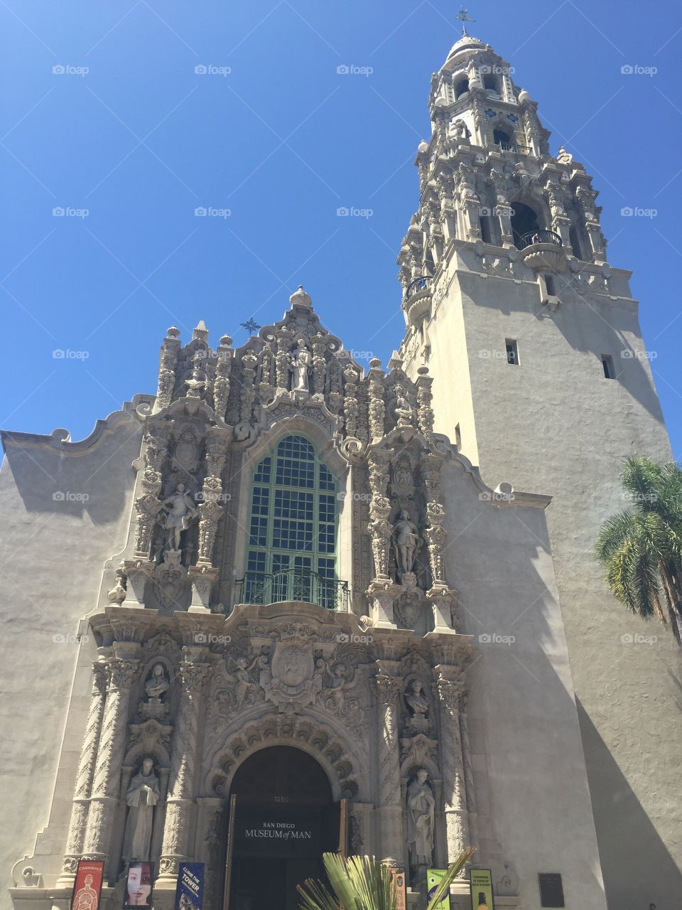 Beautiful, ornate front of the Museum of Man in Balboa Park, San Diego, California