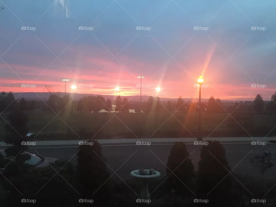 Glowing lights at sunset 