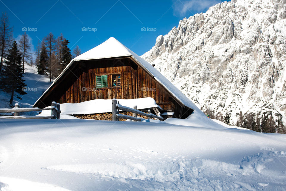 cottage in winter