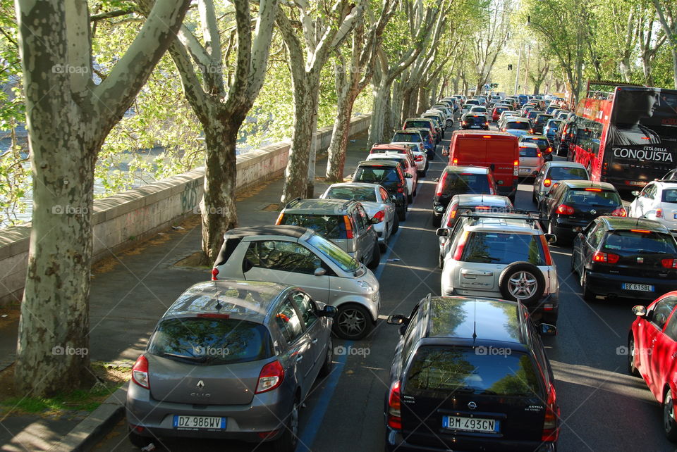 Traffic Jam City of Rome Italy