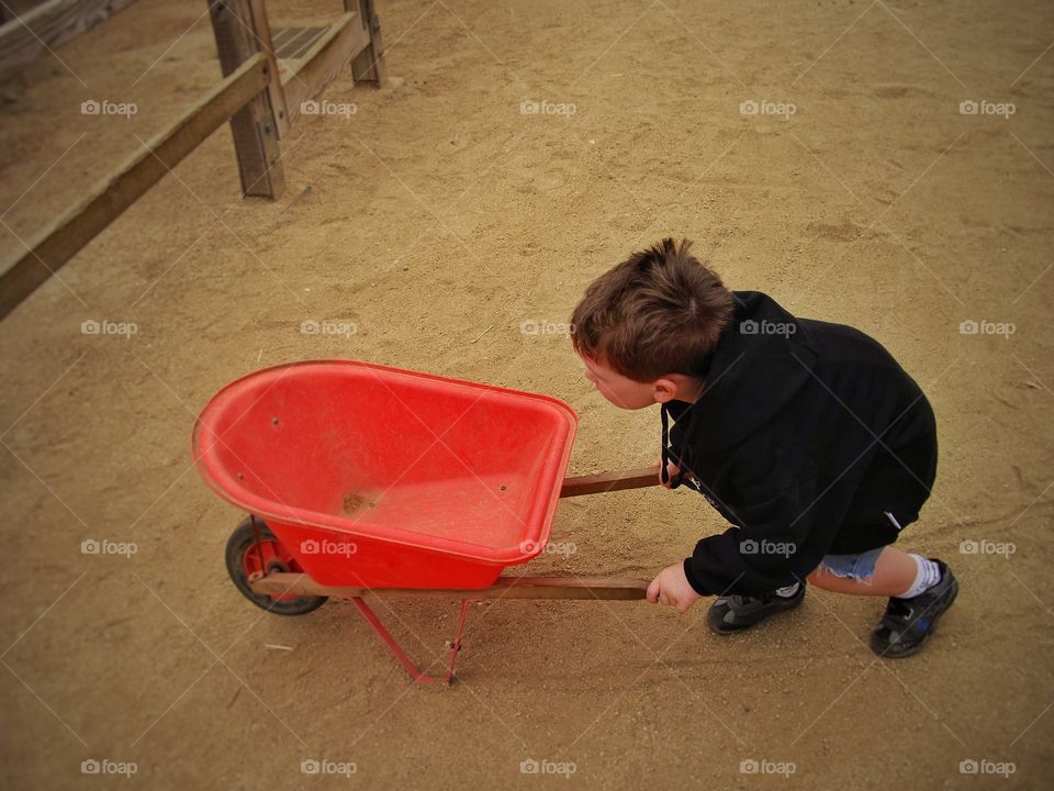 Young Boy Working On The Farm