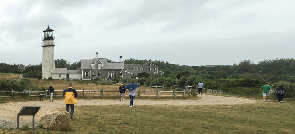 Looking back to Highland Light from the spot where it used to stand.  A grey day on Cape Cod.  