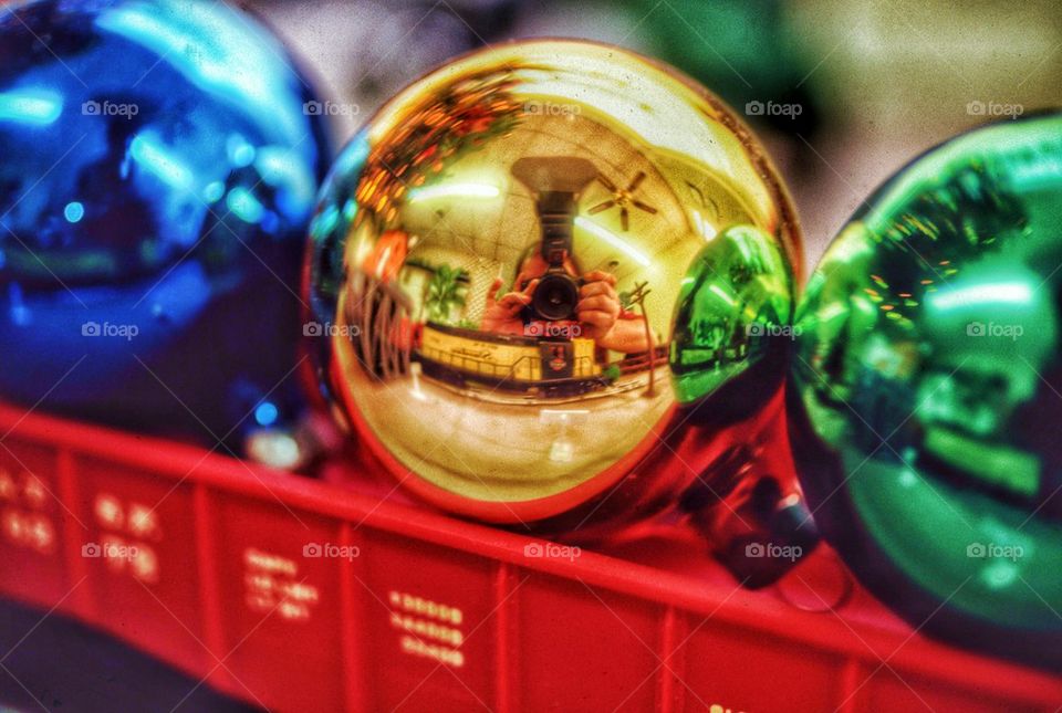 Christmas train decoration selfie