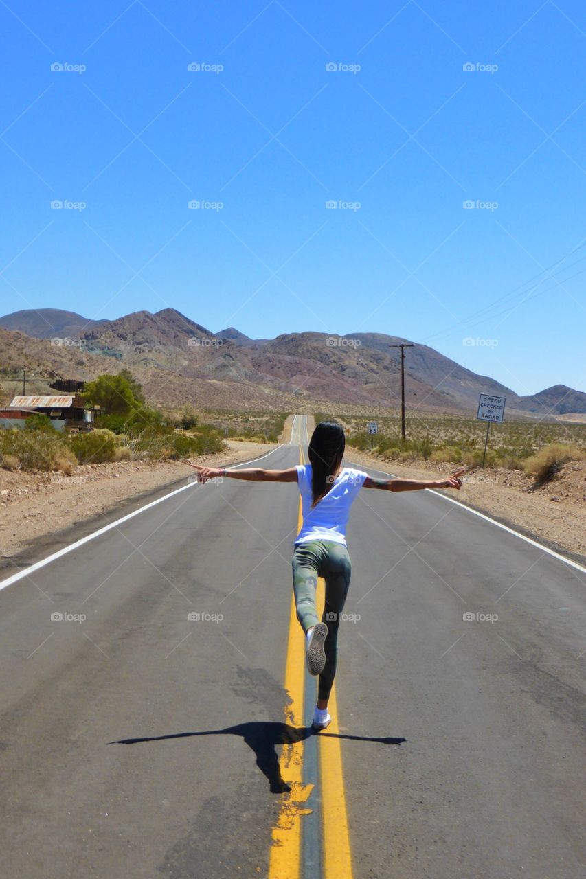 Model stand in the street. Model stand in the street in the desert
