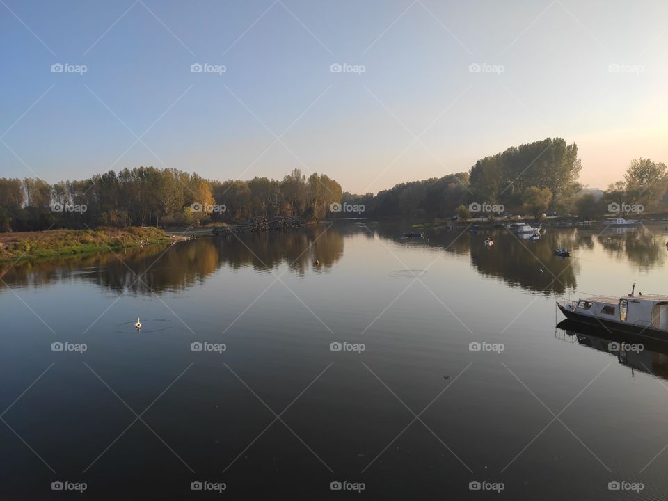 Kovin Serbia river Danube canal in afternoon in autumn