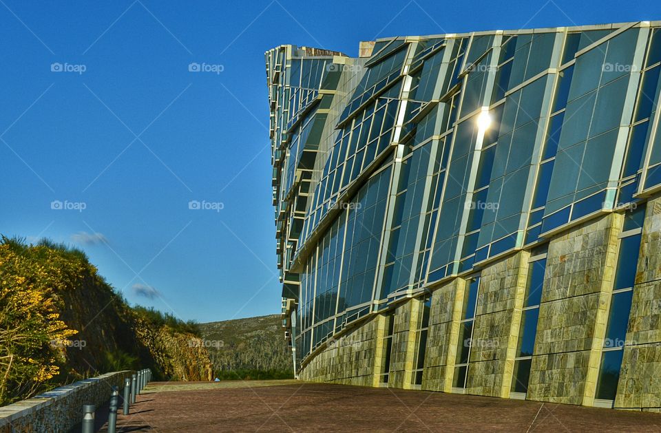 Sun reflection on Gaiás Centre Museum. Sun reflection on the façade of Gaiás Centre Museum, Santiago de Compostela