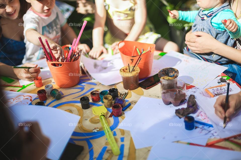 Artists painting color brushes