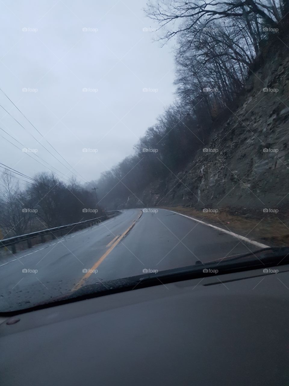 foggy rainy drive
