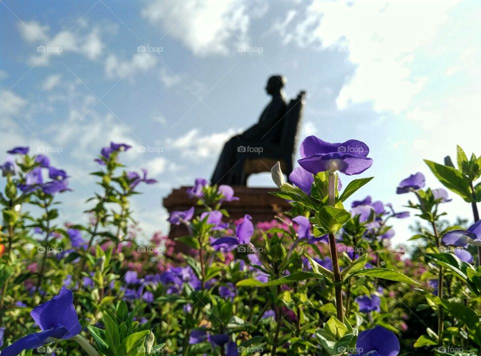 monument with flowers