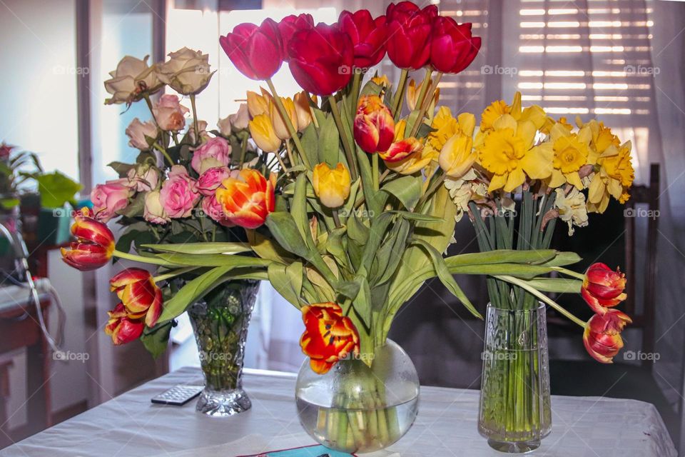 Spring floweres in a vase