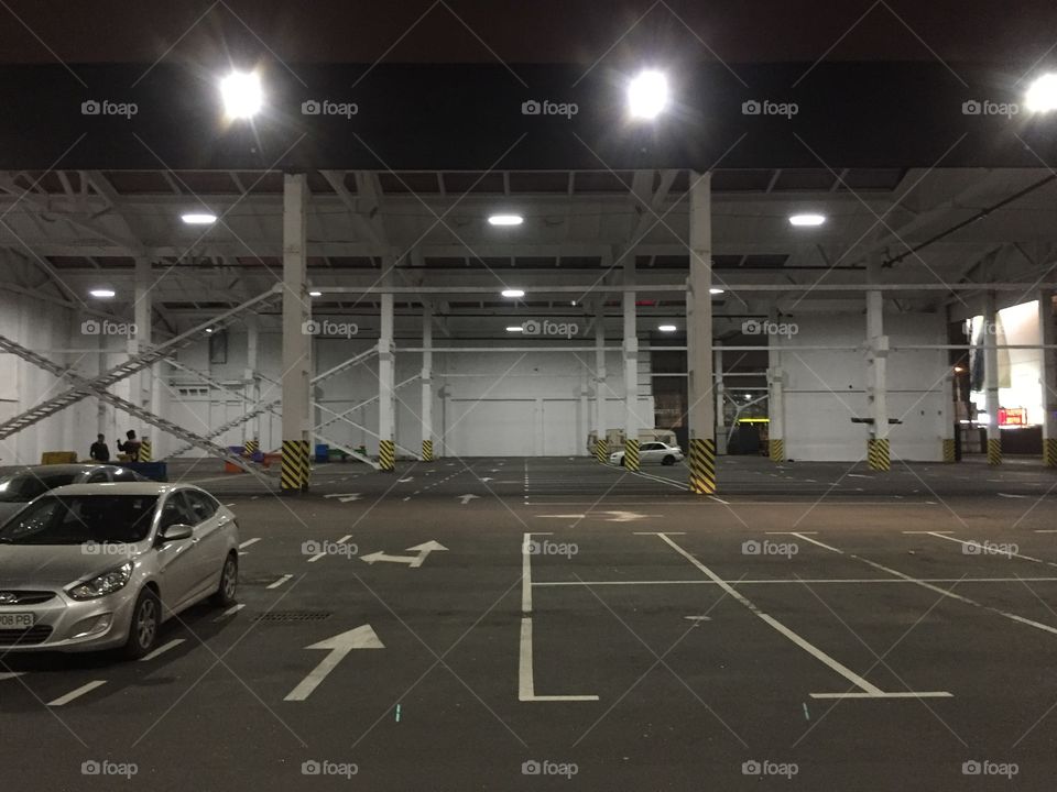 Parking near a mall in industrial design style