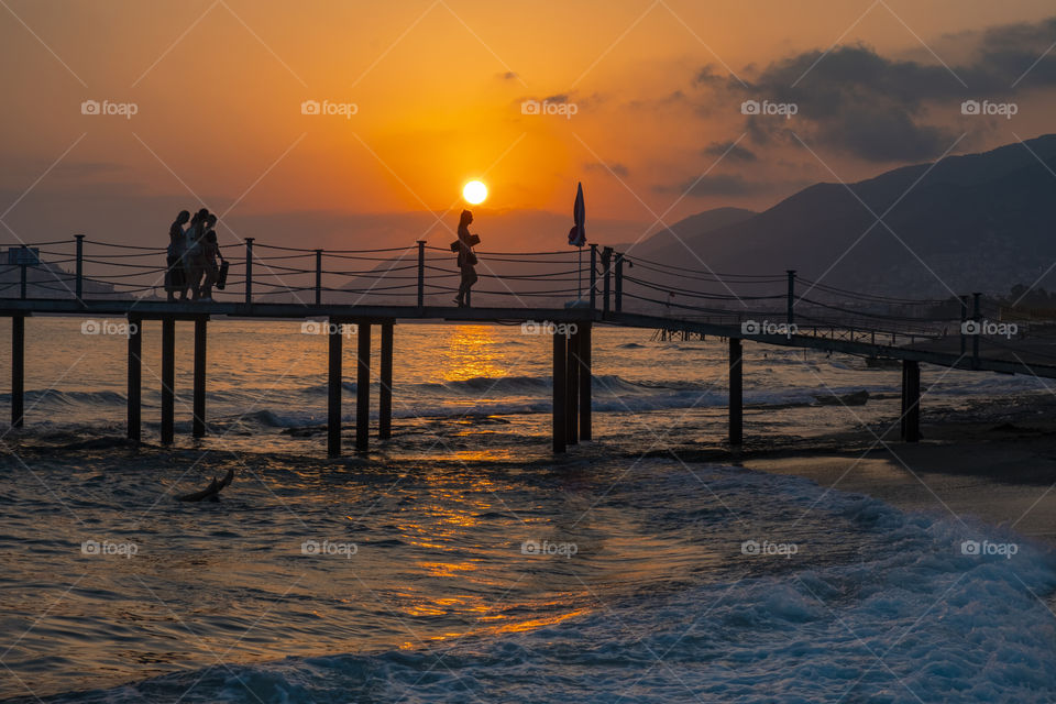 Sunset at the beach in Alanya