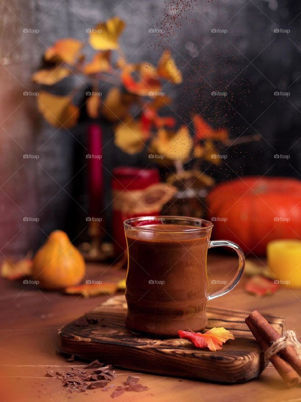 Happiness is a cup of hot chocolate in a fall chilly days....