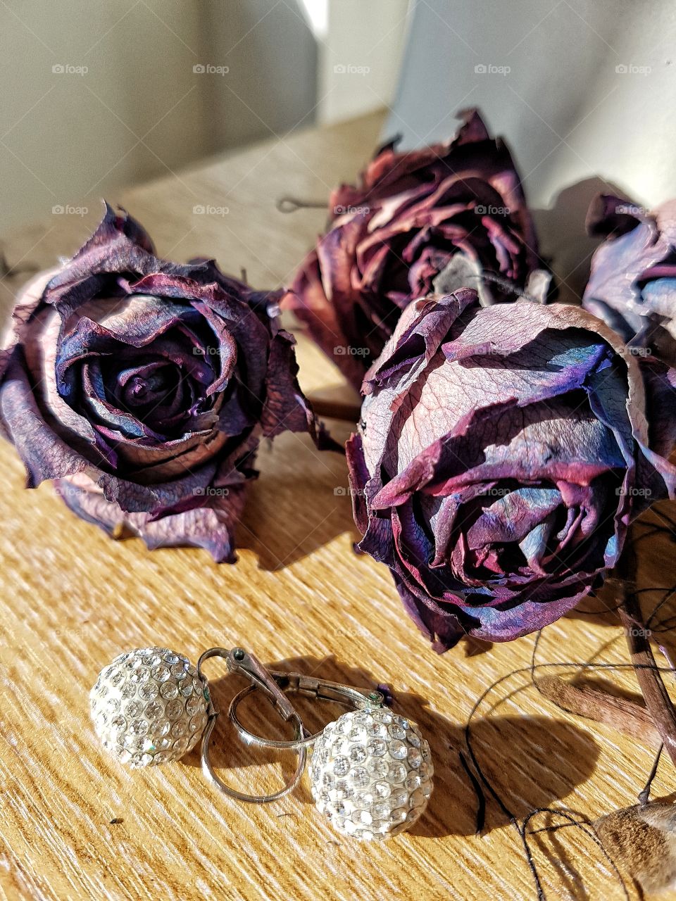 earrings and roses