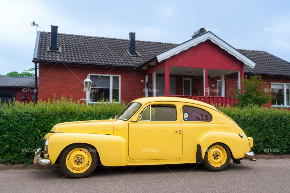 Volvo PV 544. Yellow.