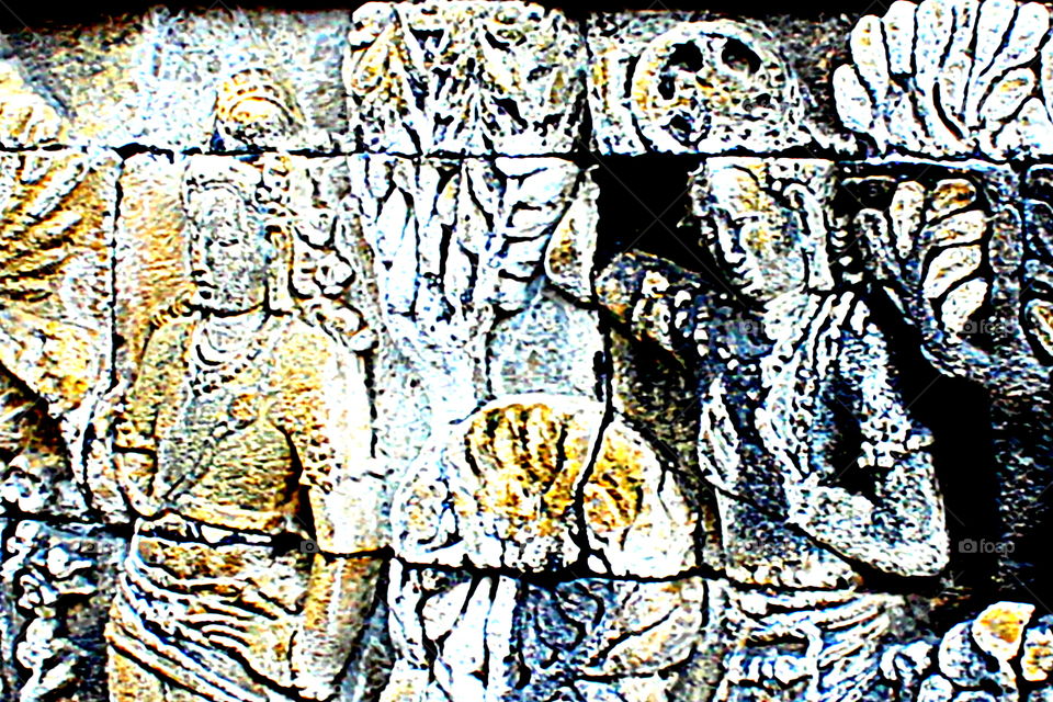 carvings in Borobudur temple