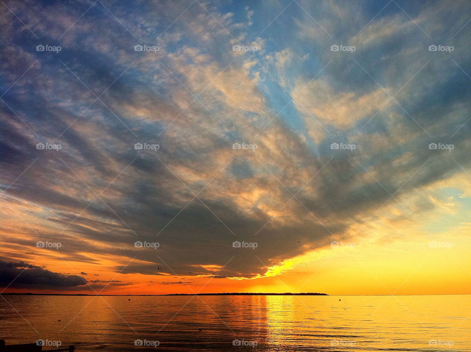 ocean blue grey sunset by malcee
