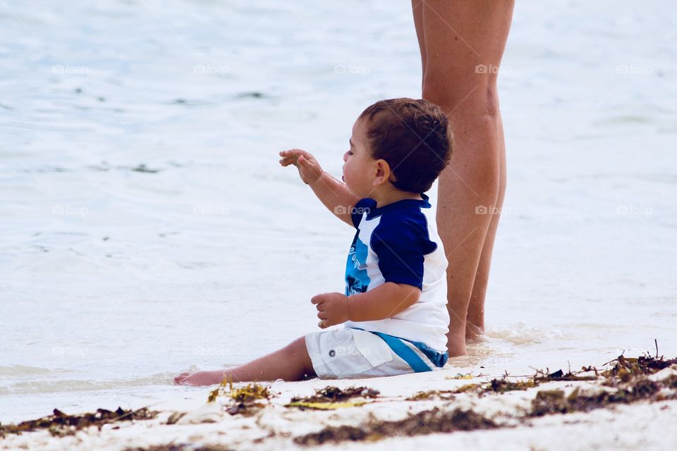 Little Boy and Mom on Beach