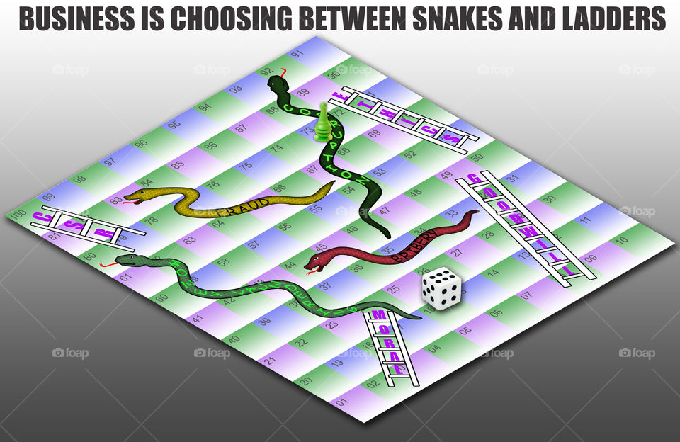 business is like snake and ladder. If you follow ethical way of moral and good values, you will succeed in this game. If you follow bad practices, you will loose it.