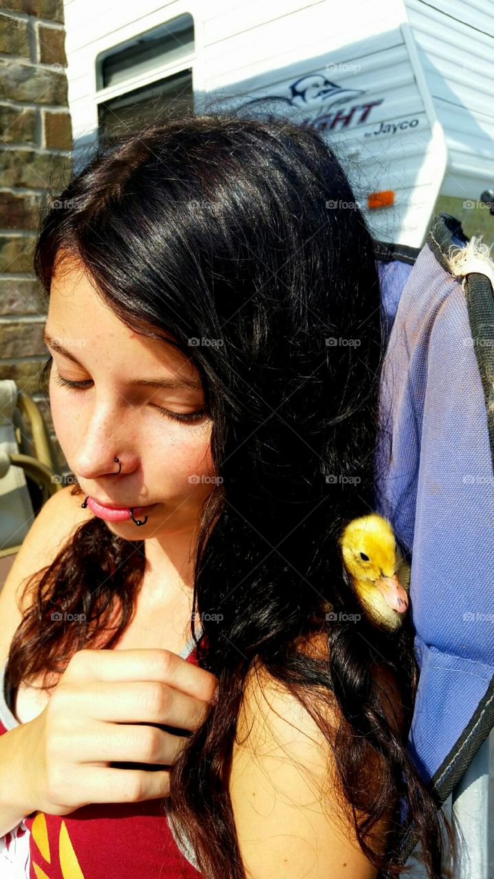 Mama Duck. Me and one of my ducklings, Basil.
