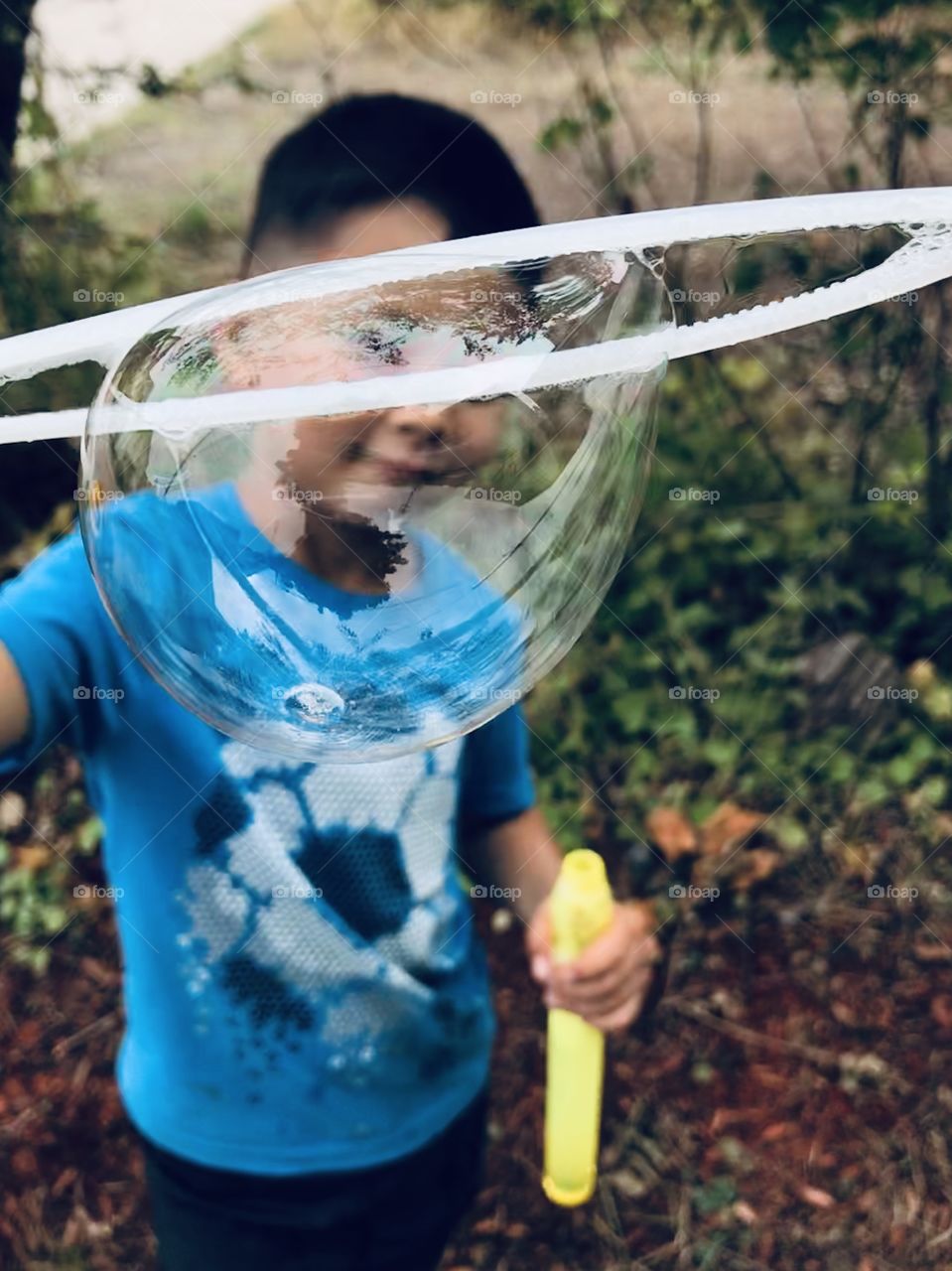 The joy of blowing a giant bubble