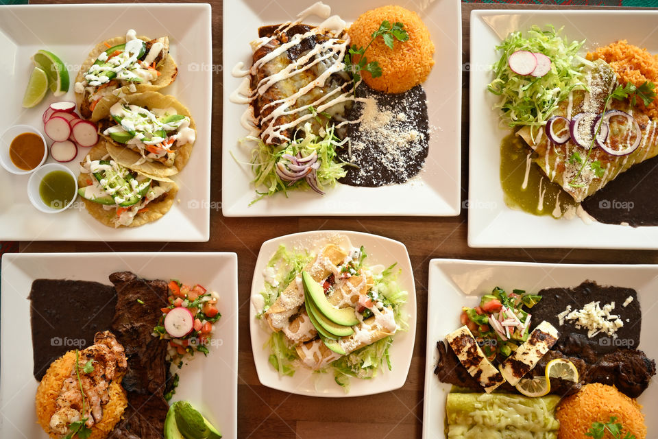 Top down Spanish cuisine table top