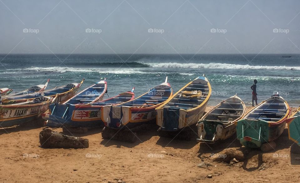 Fishing boats at Ouakam Beach, Dakar, Senegal 