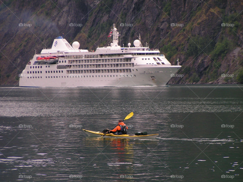 norway kayak fjord cruiseship by salsa