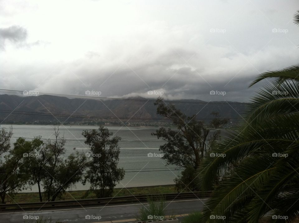 Cloudy day over the lake Lake Elsinore