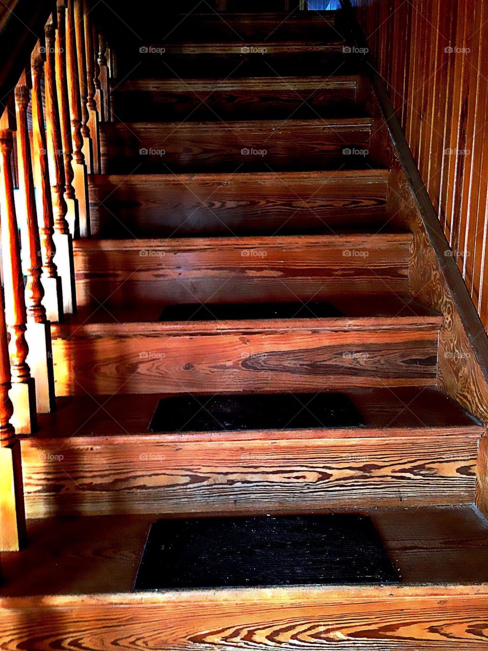 Mysterious old wooden staircase.