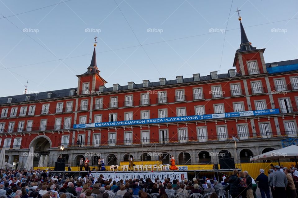 Dancing in Plaza Mayor for Dia de la Almudena, Madrid 