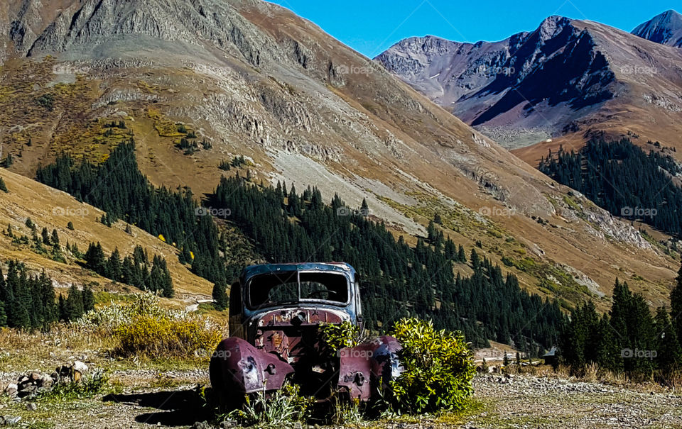 The Yester Years. old truck left behind in an old mining town, Silverton, Colorado.