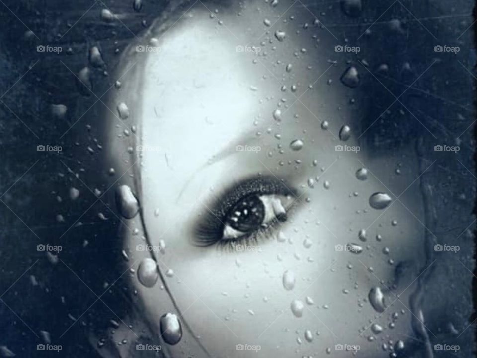 Peering Through the Sad, Wet, Rain Dropped Window into the Darkness of my Soul as I Look Through the Looking Glass...Saddened by...something or nothing.