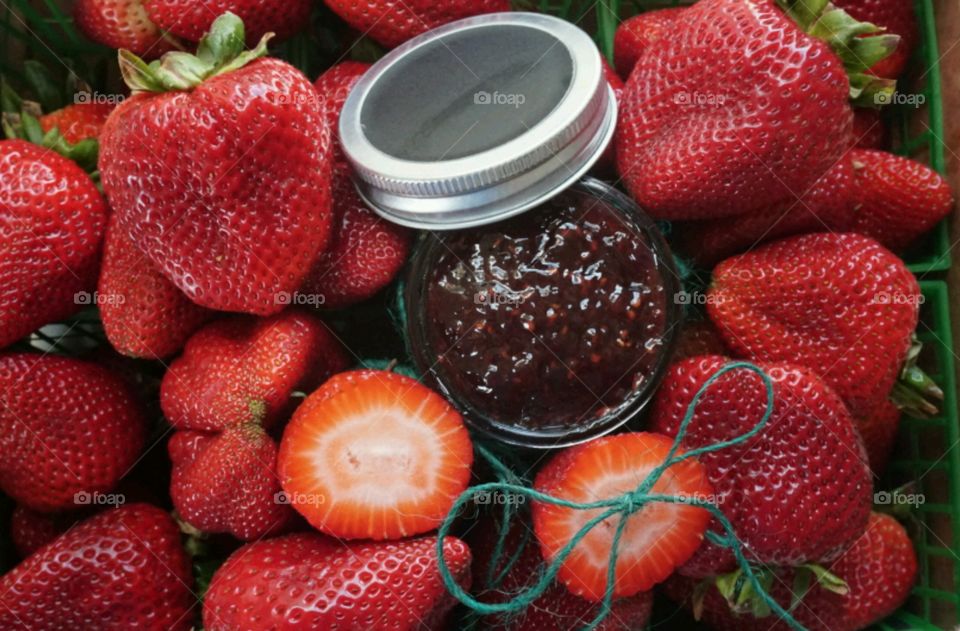 Close-up of strawberry jam