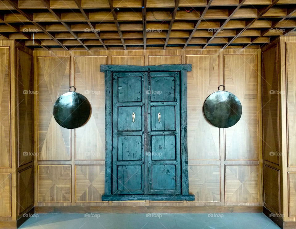 the old door and bell in showpiece