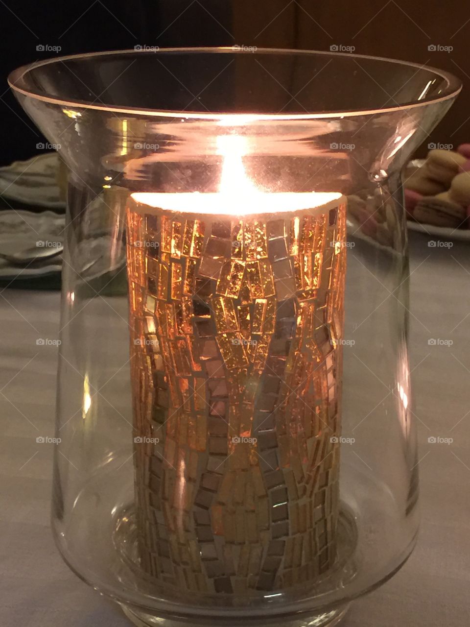 Gold glass candle 3