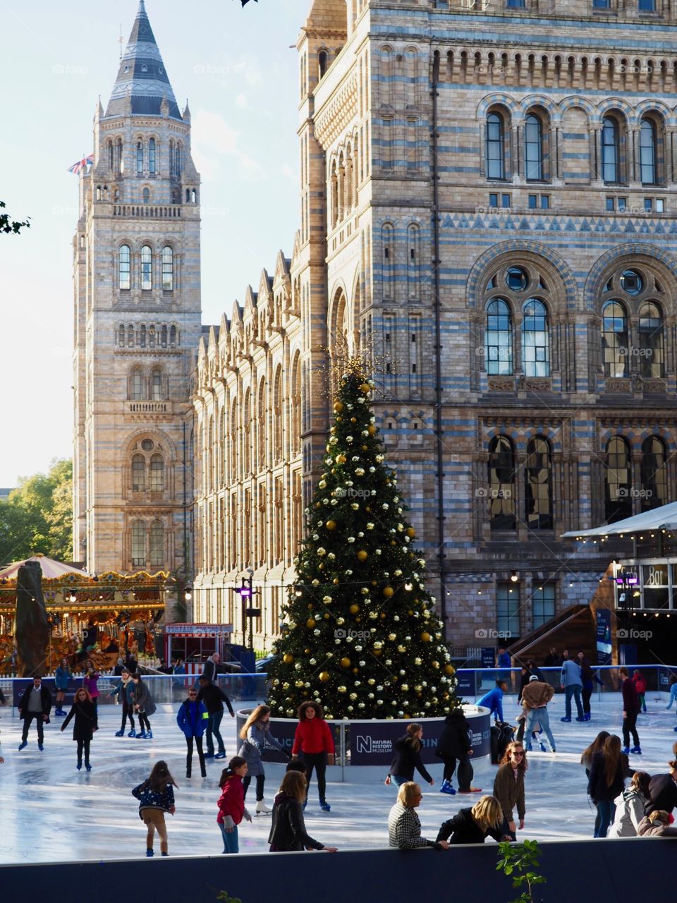 Skating rink next to Museum of Natural History  in London.