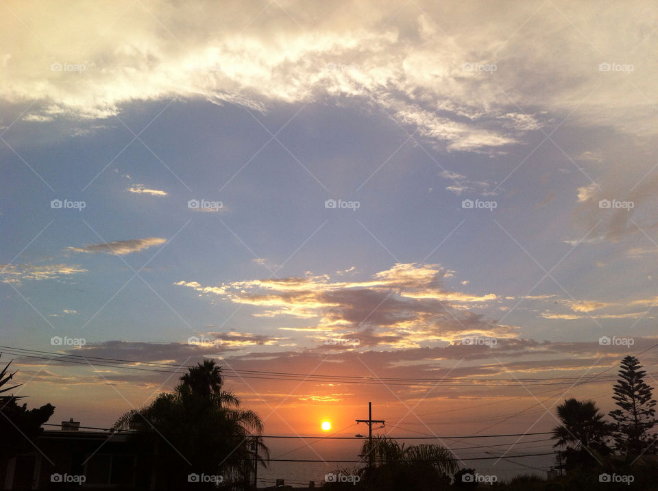 ocean sky sunset clouds by davileo